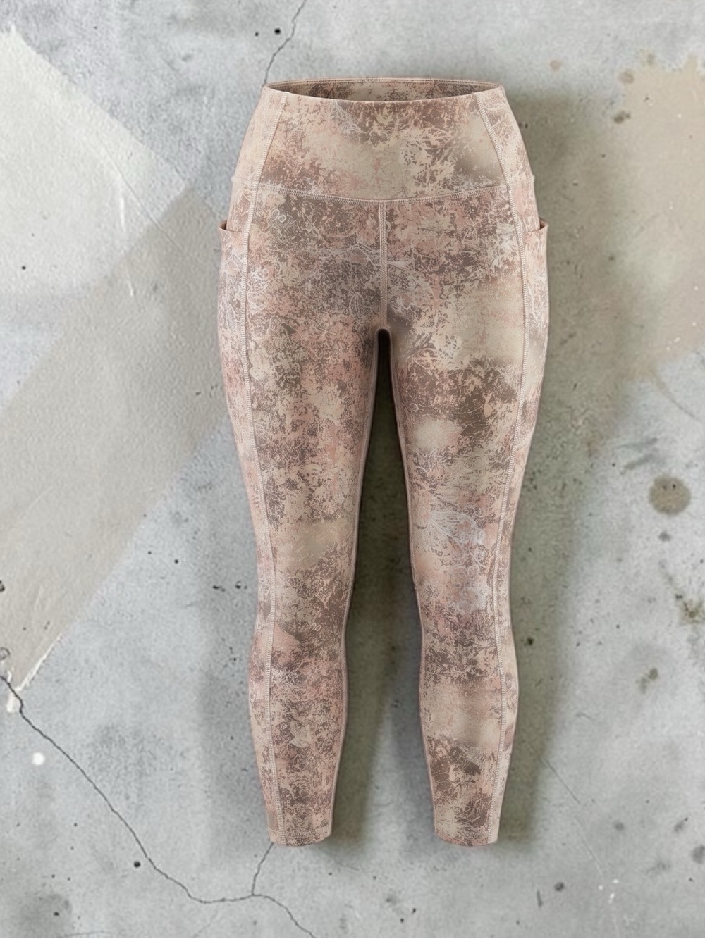 Apana High-Rise Athletic Leggings with Pockets - Gold and Gray Marble Shimmer